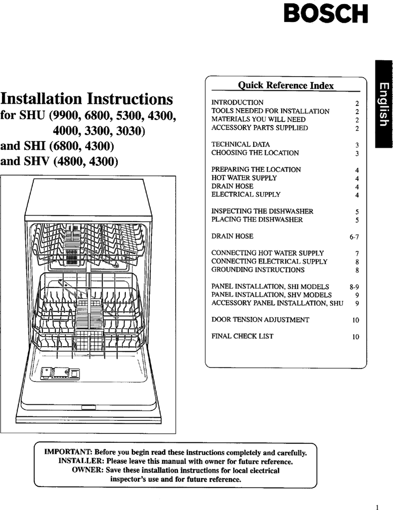 Bosch Instruction Manual 00552919