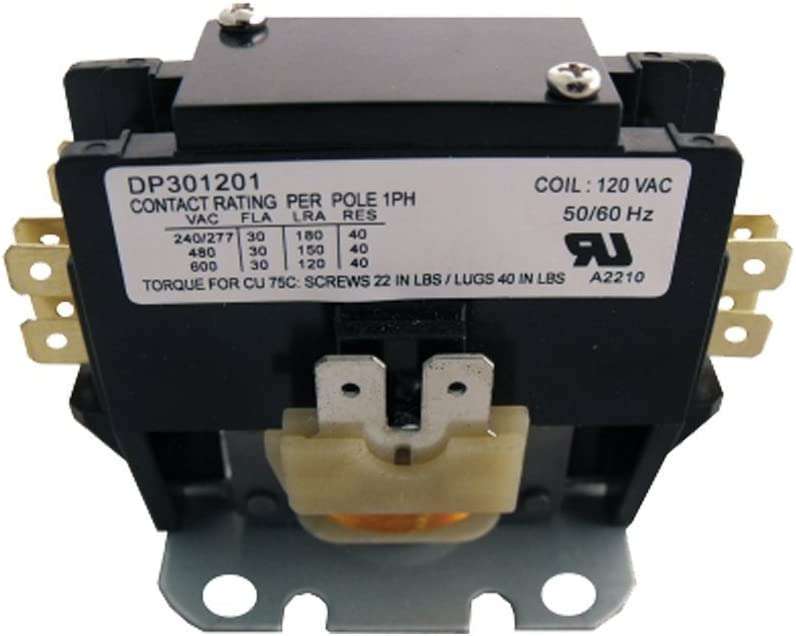 Supco Contactor 30A 120V 1.5 Pole DP301201