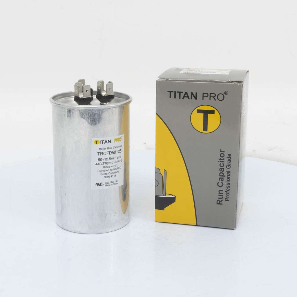 Titan Pro Run Capacitor 50+12.5 MFD 440/370 Volt Round